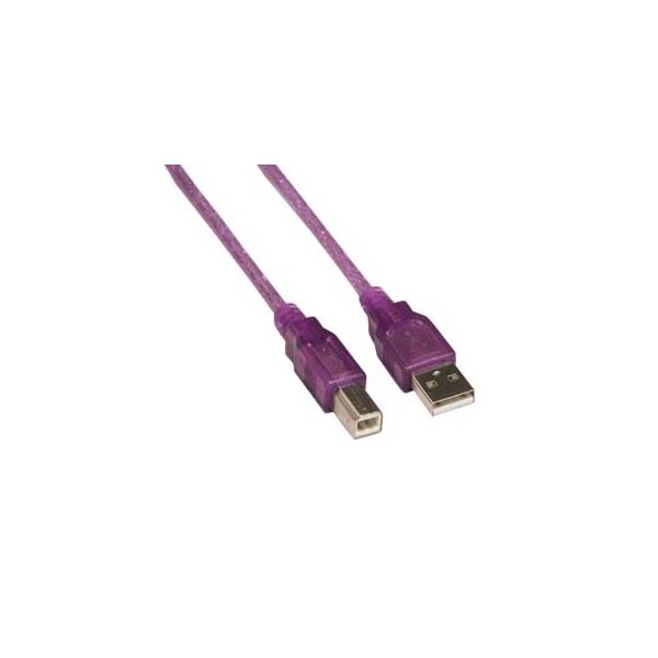Bestlink Netware A-Male to B-Male USB2.0 Cable- 3Ft- Clear Purple 150111PR - main